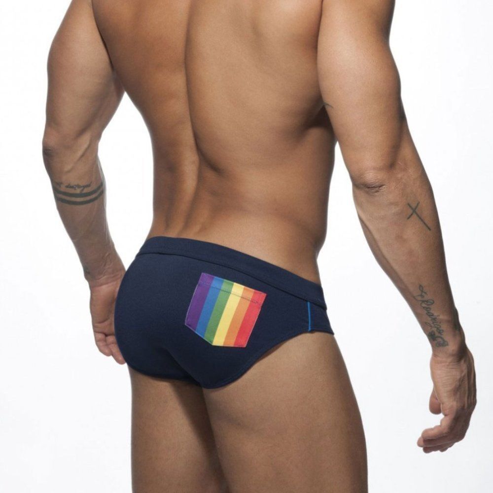 Men's Sexy Swim Briefs Resort Wear Navy Blue Size L